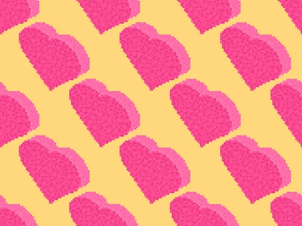 Hintergrund Mit Pixelherzen Zum Valentinstag Isometrische Pixelherzen Stil Von Retro — Stockvektor