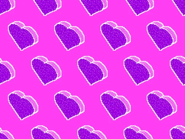 Тло Серцями Пікселів День Святого Валентина Ізометричні Серця Пікселів Стилі — стоковий вектор