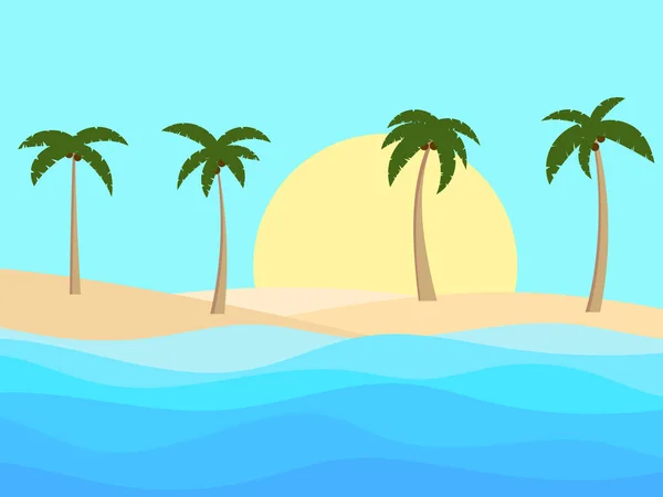 Palm Trees Beach Tropical Landscape Palm Trees Sea Coast Summer — Stock Vector