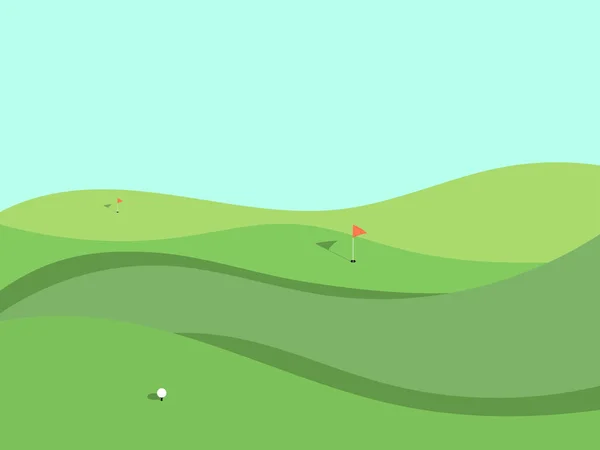 Campo Golf Pradera Verde Ondulada Estilo Minimalista Campo Golf Con — Vector de stock