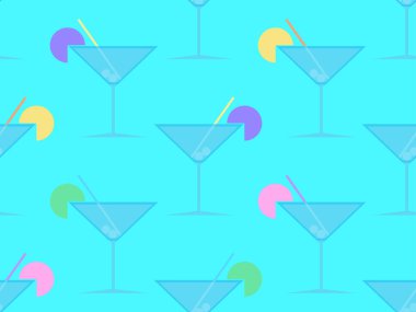 Şemsiyeli kokteyl. 80 'lerin tarzında dikişsiz. Şemsiyeli ve portakal dilimli alkollü kokteyller. Bar menüleri, reklam malzemeleri ve afişler için tasarım. Vektör illüstrasyonu