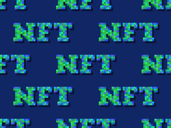 Nft Token Pixel Art Text Nahtlose Muster Nft Nicht Fungible — Stockvektor