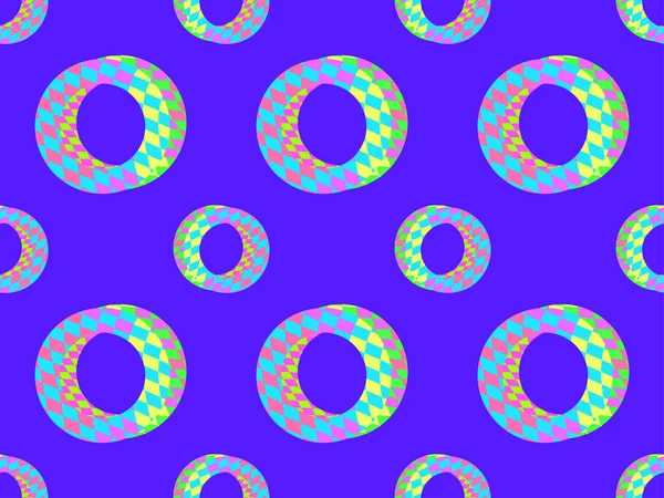 Seamless Pattern Isometric Circle Checkered Pattern 90S Style Distorted Multi — Archivo Imágenes Vectoriales