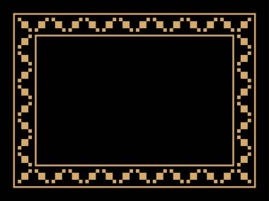 Art deco çerçeve. Klasik doğrusal sınır. Davetiyeler, broşürler ve tebrik kartları için bir şablon tasarla. Geometrik altın çerçeveli. 1920 'lerin tarzı - 1930' lar. Vektör illüstrasyonu