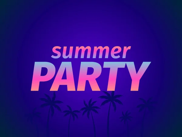 Summer Party Gradient Text Palm Trees Design Template Tropical Palm — Wektor stockowy