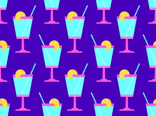 Cocktail Umbrellas 80S Style Seamless Pattern Alcoholic Cocktails Umbrellas Orange — Stock Vector