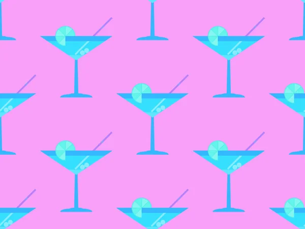 Cocktail Umbrellas 80S Style Seamless Pattern Alcoholic Cocktails Umbrellas Orange — Stock Vector