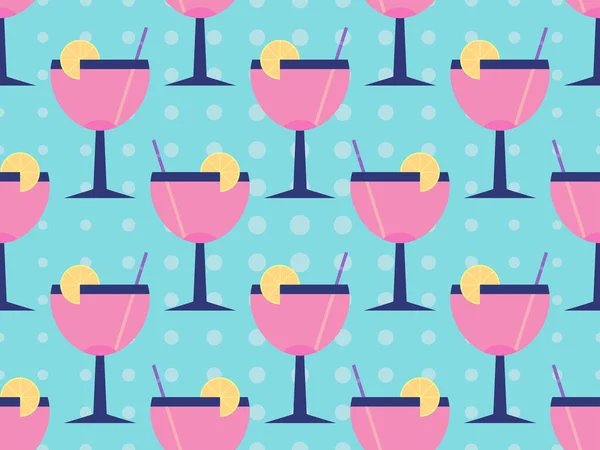 Cocktail Mit Regenschirmen 80Er Jahre Stil Nahtlose Muster Alkoholische Cocktails — Stockvektor