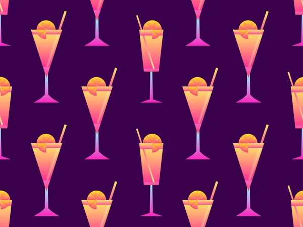 Cocktail Umbrellas 80S Style Seamless Pattern Alcoholic Cocktails Umbrellas Lime — Stock Vector