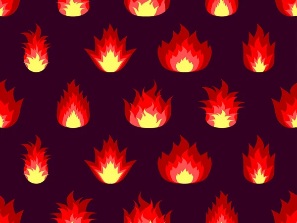 Ateş Simgeleriyle Kusursuz Desen Düz Bir Şekilde Ateş Baskı Pankart — Stok Vektör
