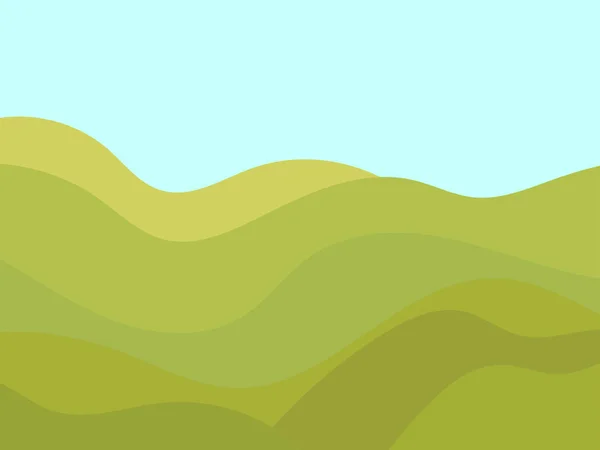 Paisaje Con Verdes Colinas Onduladas Estilo Minimalista Prados Ondulados Colinas — Vector de stock