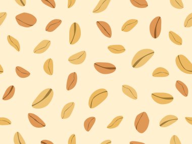 Fıstıksız desen. Kızarmış fıstık. Paketler, ambalajlar, kumaşlar ve duvar kağıtları üzerine baskı yapmak için arka plan tasarımı. Vektör illüstrasyonu