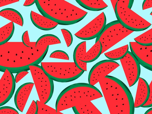 Wassermelone Scheiben Nahtloses Muster Wassermelone Mit Samen Design Für Den — Stockvektor