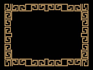 Art deco çerçeve. Klasik doğrusal sınır. Davetiyeler, broşürler ve tebrik kartları için bir şablon tasarla. Geometrik altın çerçeveli. 1920 'lerin tarzı - 1930' lar. Vektör illüstrasyonu