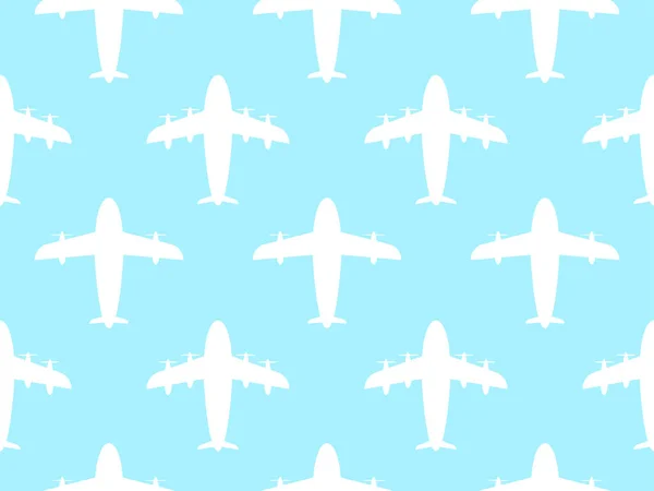 Літаки Безшовні Білі Контури Літаків Турбінами Гвинтами Синьому Фоні Дизайн — стоковий вектор