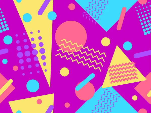 Motif Géométrique Sans Couture Avec Des Éléments Memphis Dans Style — Image vectorielle