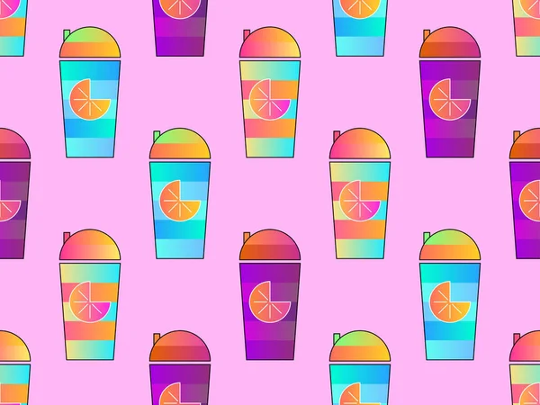 Fruit Smoothie Seamless Pattern Shaker Orange Juice Drink Healthy Lifestyle — Stockový vektor