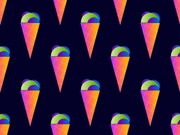 Ice Cream Cone Seamless Pattern Ice Cream Wafer Style Cone — 스톡 벡터