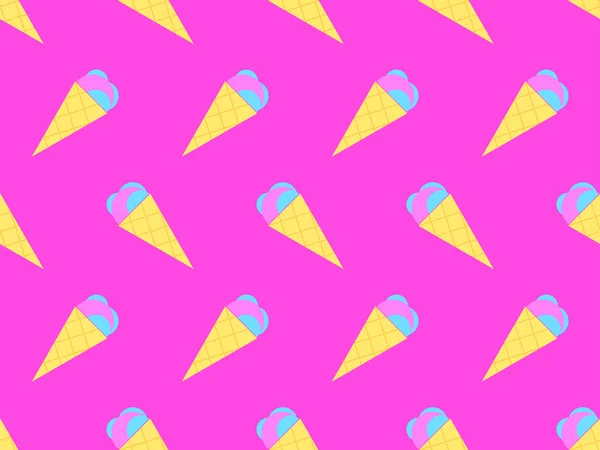 Ice Cream Cone Seamless Pattern Ice Cream Wafer Style Cone — Stock vektor