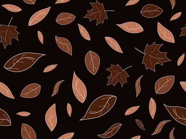 Brown Leaves Stroke Seamless Pattern Autumn Leaf Fall Maple Leaf — Stock Vector
