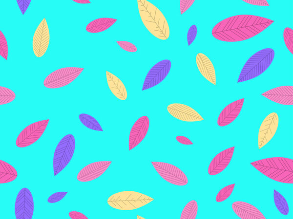 Цветные осенние листья бесшовные. Падение листьев, падение листьев. Проектирование упаковочной бумаги, тканевой печати и рекламных материалов. Векторная иллюстрация