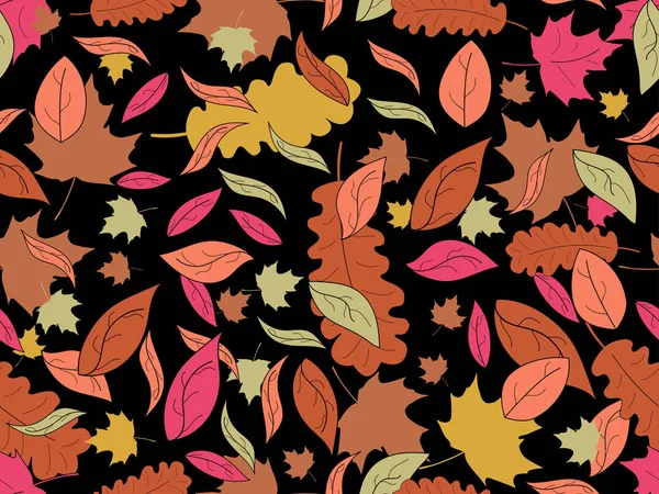 Цветные Листья Бесшовным Рисунком Осенний Лист Опадает Листья Опадают Дуб — стоковый вектор