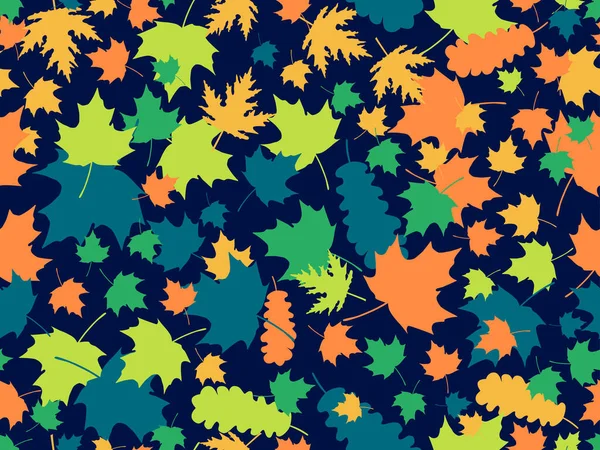 Colorful Leaves Seamless Pattern Autumn Falling Leaves Leaf Fall Oak — 图库矢量图片