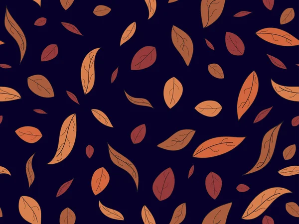 Automne Laisse Motif Sans Couture Feuilles Automne Marron Beige Sur — Image vectorielle