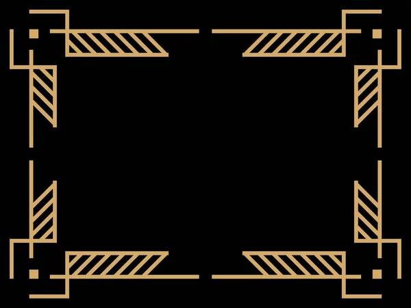 装饰艺术的框架 老式线性边框 设计邀请函 传单和贺卡的模板 几何金相框 1920年代至1930年代的风格 矢量说明 — 图库矢量图片