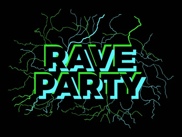 Rave Psychedelic Acid Trip Rave Party Energy Text Energy Lightning — 图库矢量图片