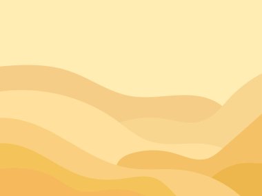 Minimalist tarzında kum tepeleri olan çöl manzarası. Düz dizayn. Parmak izleri, posterler ve iç tasarım için boho dekoru. Orta Çağ modern dekoru. Vektör illüstrasyonu