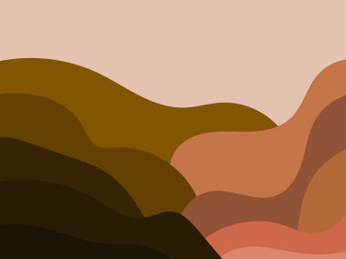 Mountainous landscape in a minimalist style. Panorama of mountain peaks. Design for posters, banners and promotional products. Vector illustration