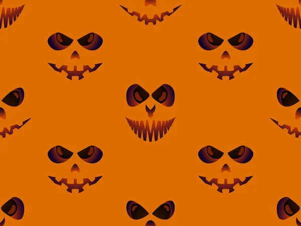 Scary Face Glowing Eyes Seamless Pattern Evil Scary Eyes Carved — Vetor de Stock