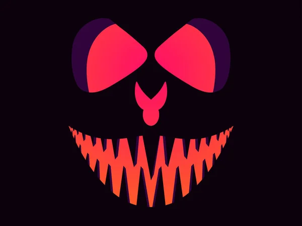 Halloween Scary Face Glowing Eyes Evil Scary Eyes Carved Pumpkin — Stockový vektor