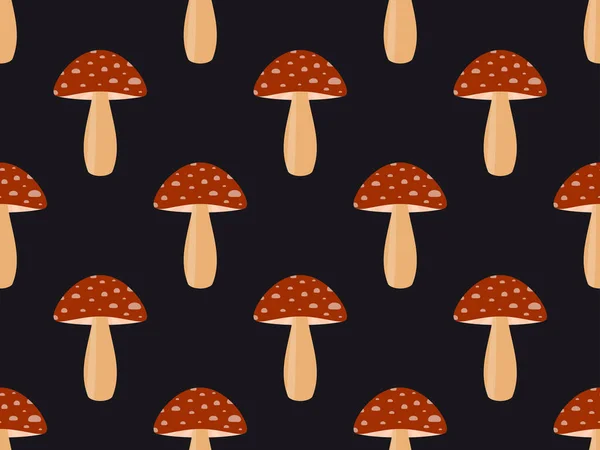 Amanita Muscaria Red Seamless Pattern Mushrooms Red Caps Fly Agaric — Stockový vektor