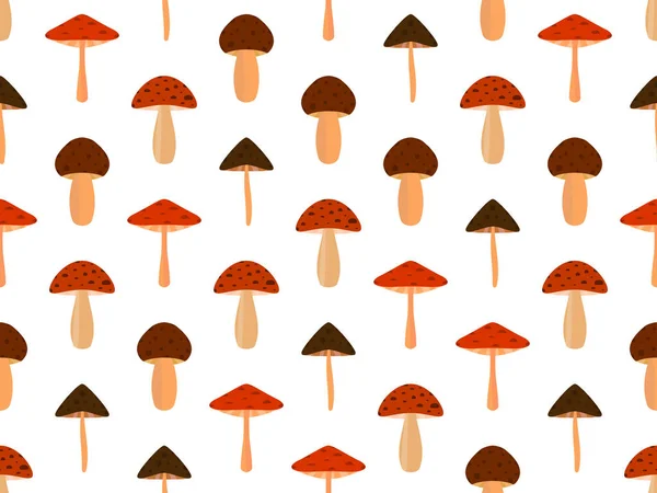 Mushrooms Seamless Pattern Various Mushrooms Edible Toadstools Poisonous Mushrooms Hallucinogenic — Vetor de Stock