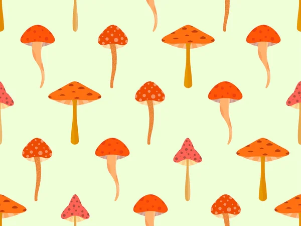 Mushrooms Seamless Pattern Various Mushrooms Edible Toadstools Poisonous Mushrooms Hallucinogenic — Vetor de Stock