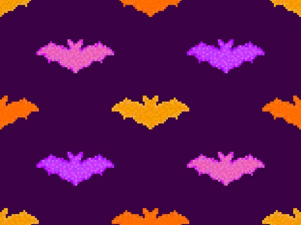 Pixel Morcegos Sem Costura Padrão Fundo Halloween Com Morcegos Estilo — Vetor de Stock