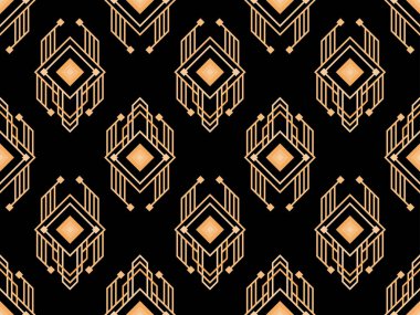 Sanat deco tarzında geometrik kusursuz desen. Altın çizgiler deseni, klasik doğrusal stil. Duvar kağıtları, afişler, posterler ve reklam pazarlama için bir şablon tasarlayın. Vektör illüstrasyonu