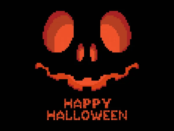 Joyeux Halloween Effrayant Visage Citrouille Style Pixel Art Méchants Yeux — Image vectorielle