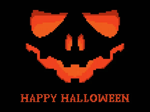 Happy Halloween Gruselig Kürbis Gesicht Pixel Art Stil Böse Gruselaugen — Stockvektor