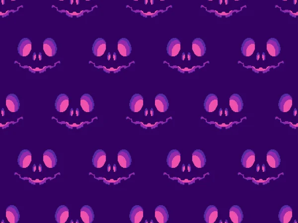 Хеллоуїн Страшне Обличчя Сяючими Очима Піксельному Стилі Безшовний Візерунок Страшними — стоковий вектор