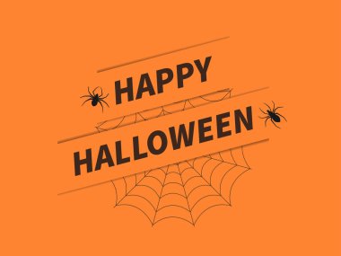 31 Ekim Cadılar Bayramın kutlu olsun, şeker mi şaka mı? Örümcekli ve örümcek ağlı bir bayrak. Kağıt kesim stili. Tebrik kartları, posterler ve afişler için tasarım. Vektör illüstrasyonu