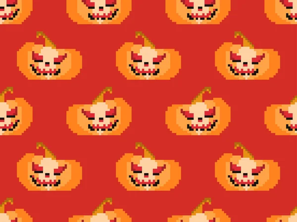 Calabazas Pixeladas Con Caras Talladas Para Halloween Patrón Sin Costuras — Archivo Imágenes Vectoriales