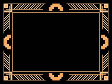 Art deco çerçeve. Klasik doğrusal sınır. Davetiyeler, broşürler ve tebrik kartları için bir şablon tasarla. Geometrik altın çerçeveli. 1920 'lerin tarzı - 1930' lar. Vektör illüstrasyonu