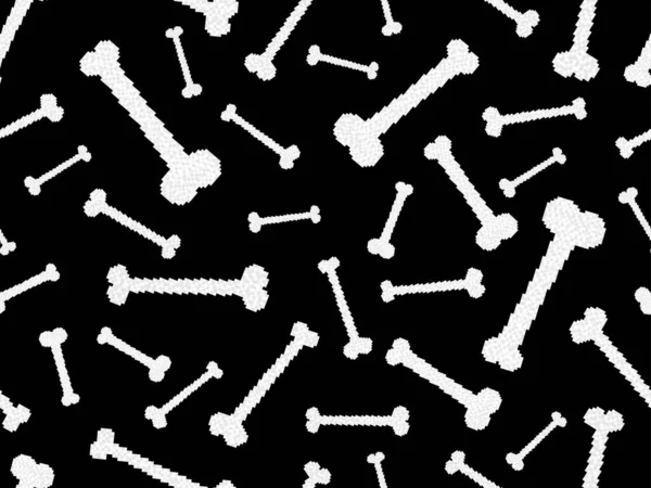 Patrón Sin Costuras Con Huesos Blancos Estilo Pixel Art Impresión — Archivo Imágenes Vectoriales