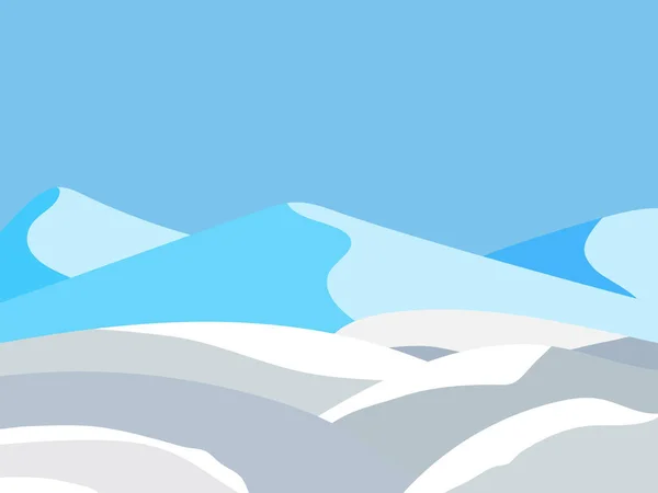 Χειμερινό Τοπίο Χιονισμένους Λόφους Ορεινό Τοπίο Επίπεδο Στυλ Χειμώνας Κρύο — Διανυσματικό Αρχείο