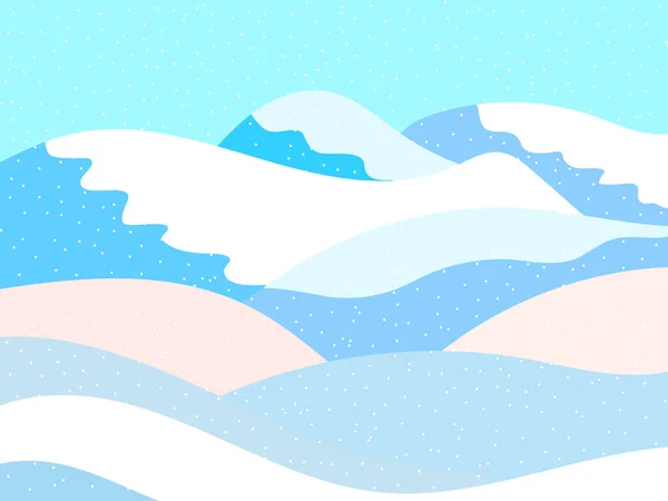 Paisaje Invernal Con Colinas Nevadas Paisaje Montaña Estilo Plano Clima — Vector de stock