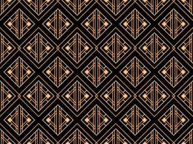 Sanat deco tarzında geometrik kusursuz desen. Altın çizgiler deseni, klasik doğrusal stil. Duvar kağıtları, afişler, posterler ve reklam pazarlama için bir şablon tasarlayın. Vektör illüstrasyonu
