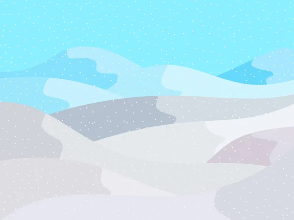 Paysage Hivernal Avec Collines Enneigées Paysage Montagneux Plat Hiver Froid — Image vectorielle
